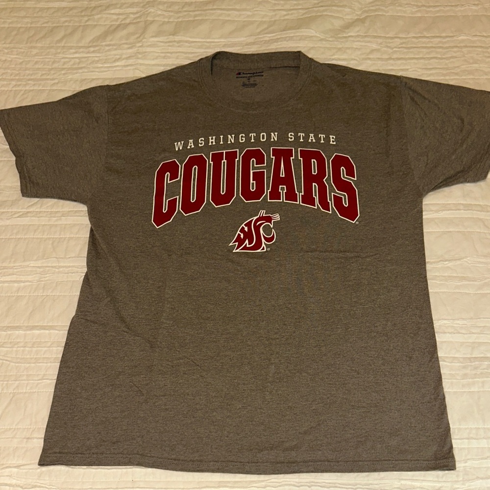 CHAMPION Mens Gray Washington State Cougars WSU Short Sleeve Tee Size M